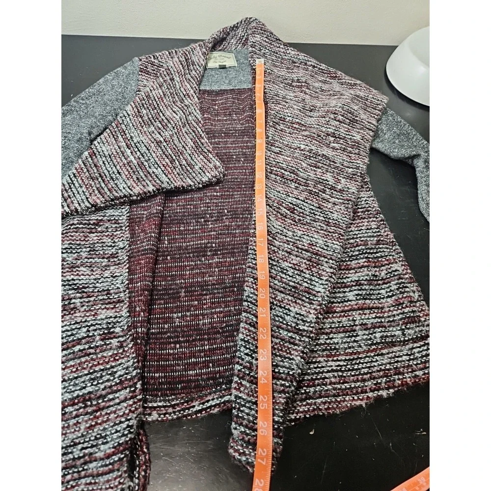 Lucky Brand Cardigan Size W/Sm Sweater Gray Red Open Front Cardigan Western *EUC - Picture 12 of 16